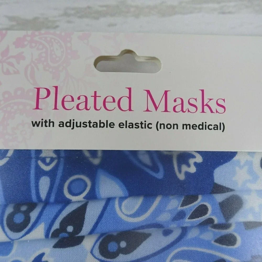 Clearance!💎5/$25 Vera Bradley 2-Pack Pleated Cloth Face Masks Blue